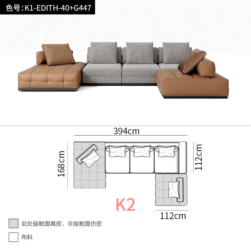 Fabric sofa Italian modern minimalist concubine combination Villa large flat layer light luxury sofa living room