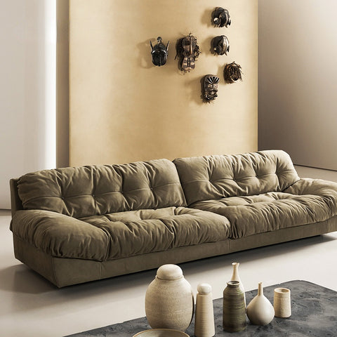 Italian-style light luxury frosted technology fabric cloud sofa three-seat straight row combination