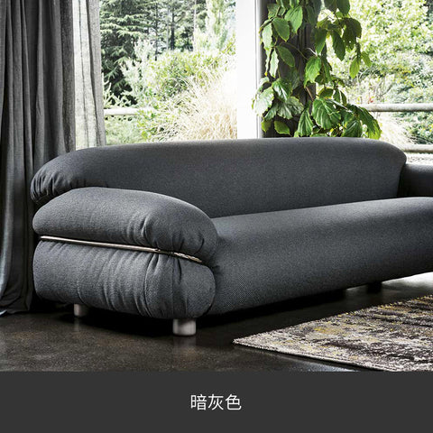 Modern minimalist Nordic Italian style light luxury velvet straight row three-seat Minimalist fabric sofa