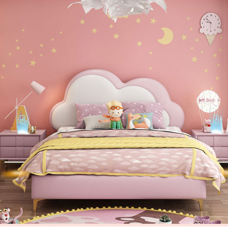 Solid Wood Children Room Furniture Cloud Cartoon Headboard Solid Wood Bed For Children bed