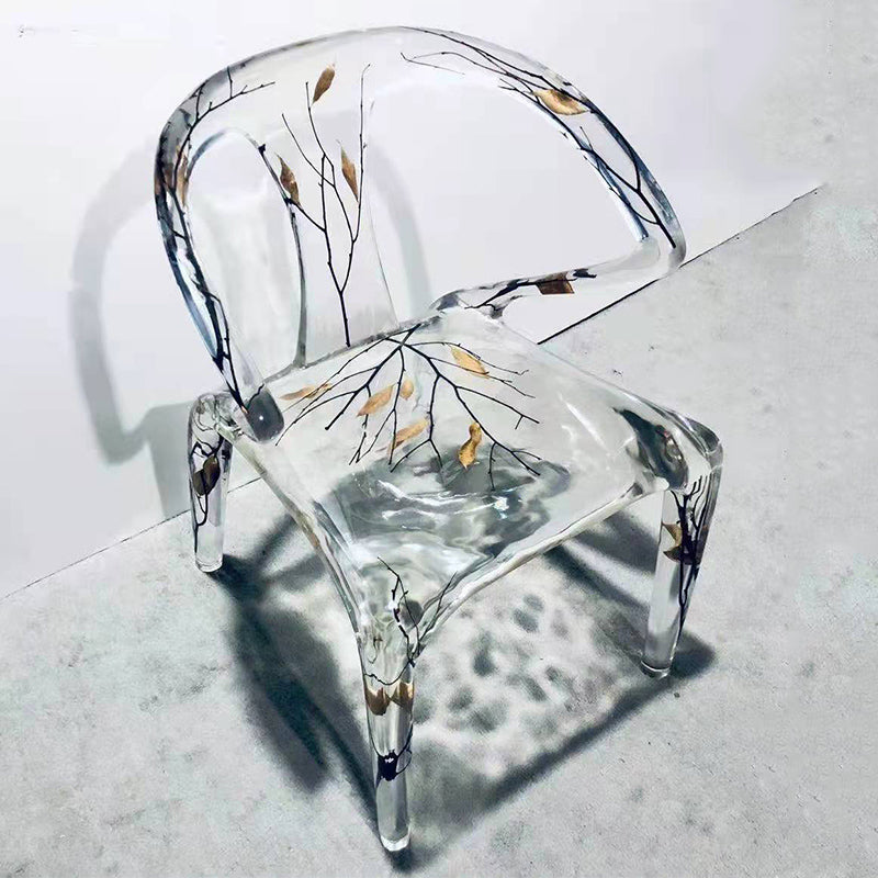 Transparent epoxy resin Internet-famous crystal water drop petal chair armchair seat sculptured ornaments branch leaf stool