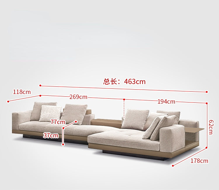 Conery Italian cotton linen sofa minimalist small apartment inline corner living room section sofa