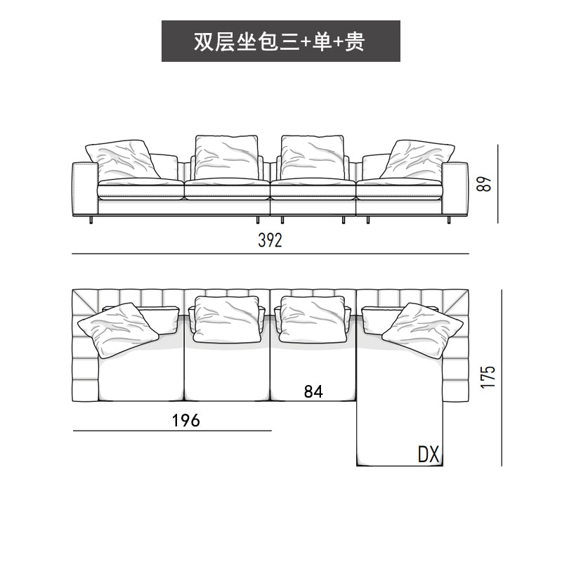 Modern simple straight row four MinotiFreemanLight luxury Italian minimalist living room fabric craft sofa