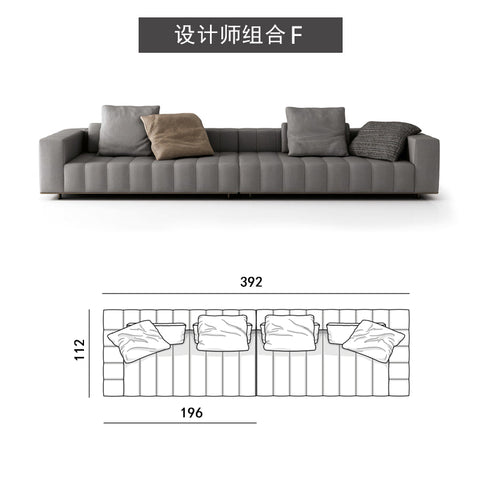 Modern simple straight row four MinotiFreemanLight luxury Italian minimalist living room fabric craft sofa