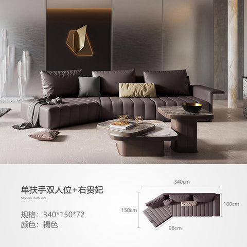 Leather sofa cowhide piano keys modern light luxury Italian minimalist corner simple designer shaped sofa