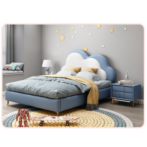 Solid Wood Children Room Furniture Cloud Cartoon Headboard Solid Wood Bed For Children bed