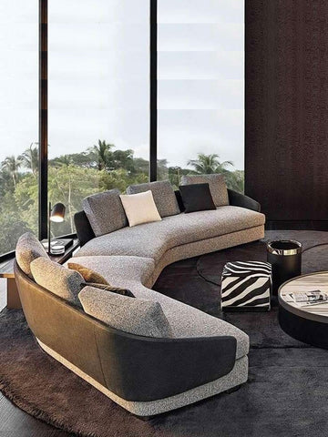 Fabric sofa modern minimalist combination small apartment Italian minimalist curved corner combination special-shaped sofa