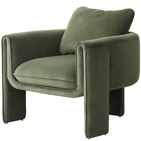 Italian Modern Velvet Arm Upholstered Armchair Lounge Leisure Chairs For Home