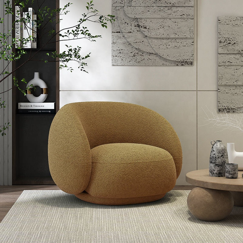 Modern minimalist design floor sofa lamb wool high back armrest single sofa chair living room furniture