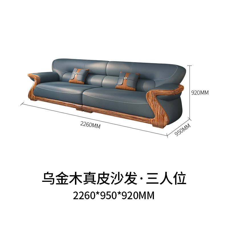 modern minimalist new Chinese genuine leather Ugyen wooden sofa Villa combination Nordic solid wood furnitureF312