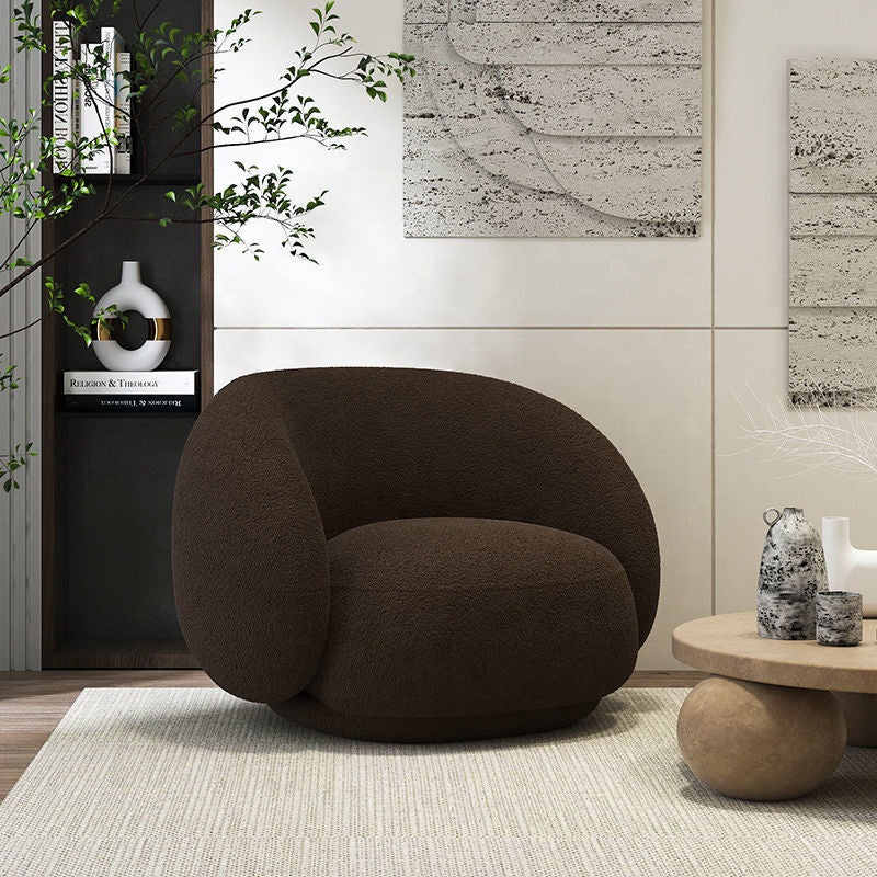 Modern minimalist design floor sofa lamb wool high back armrest single sofa chair living room furniture