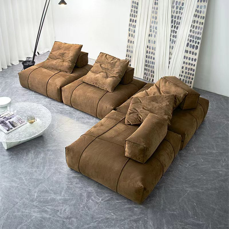 Italian sofa set modern couch living room frosted fabric module sectional sofa