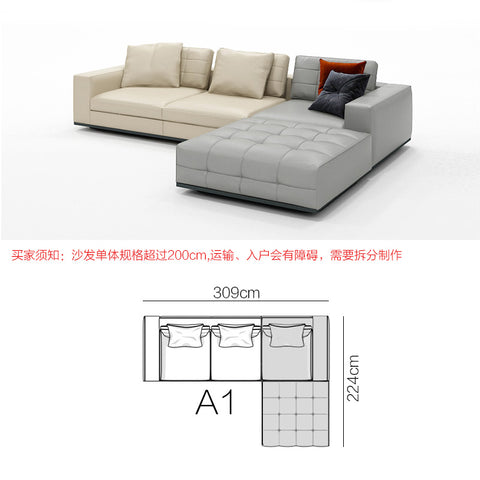 Fabric sofa Italian modern minimalist concubine combination Villa large flat layer light luxury sofa living room