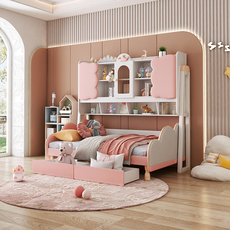 Children's bed girl princess soft bag bed with wardrobe integrated small apartment tatami bed bedroom dream girl's bed