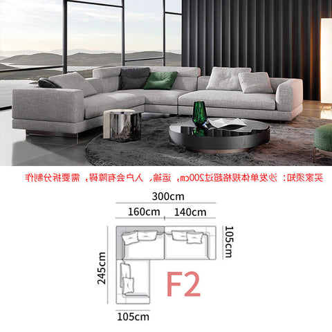 Italian minimalist fabric sofa large family villa living room simple modern special-shaped corner arc light luxury net red