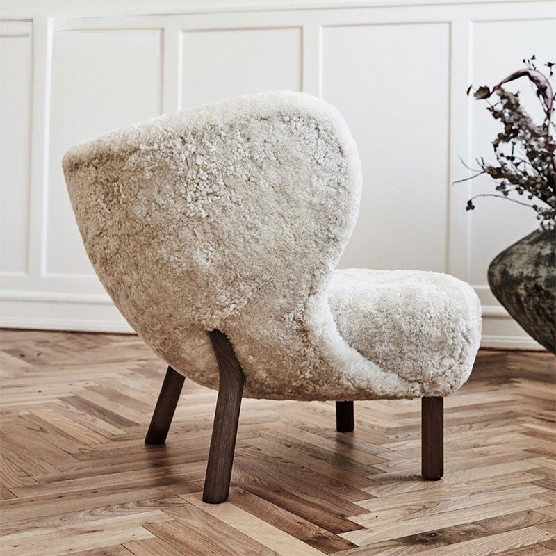 Nordic retro lamb wool leisure chair plush fabric designer single-seat sofa chair lazy bedroom Teddy Shu