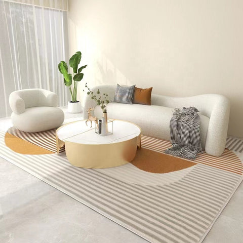 Italian design living room sofa white teddy lamb wool curved shape floor leisure couch sofa