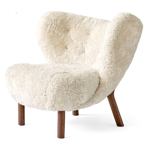 Nordic retro lamb wool leisure chair plush fabric designer single-seat sofa chair lazy bedroom Teddy Shu