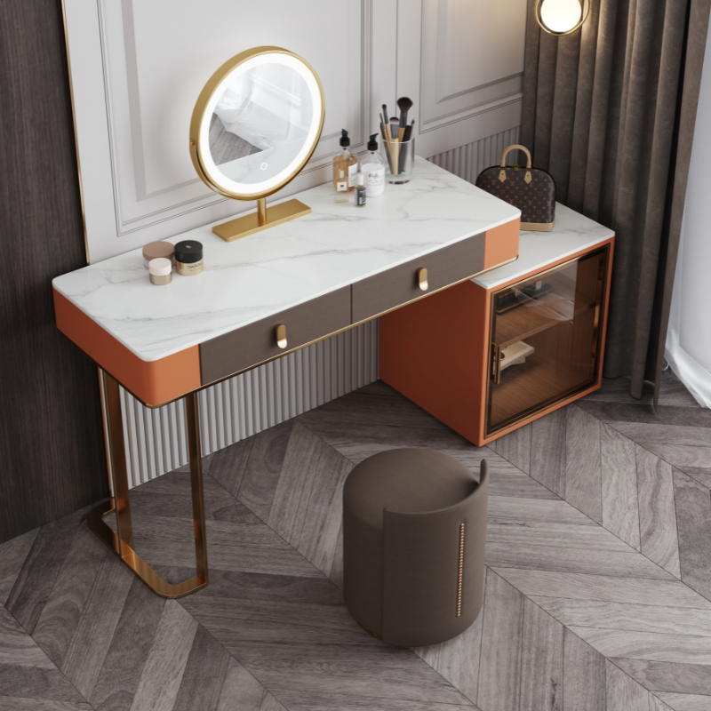 Italian minimalist dressing table rock board integrated cabinet modern simple bedroom high-end cabinet dressing table