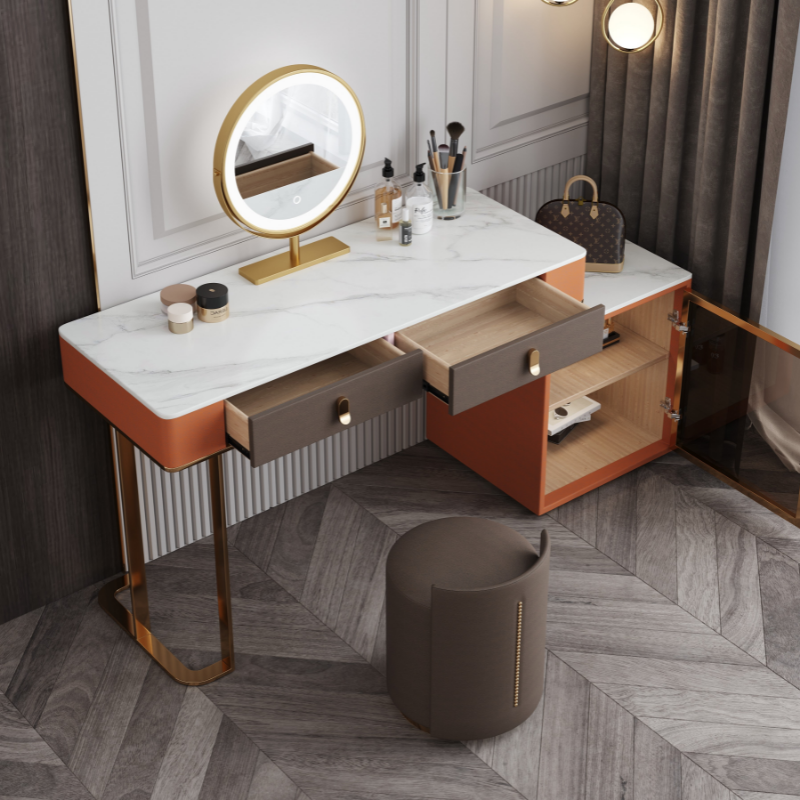 Italian minimalist dressing table rock board integrated cabinet modern simple bedroom high-end cabinet dressing table